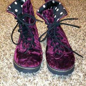 Purple Velvet Combat Boots